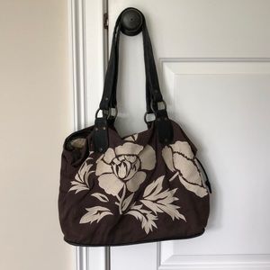 Anthropologie embroidered fabric tote
